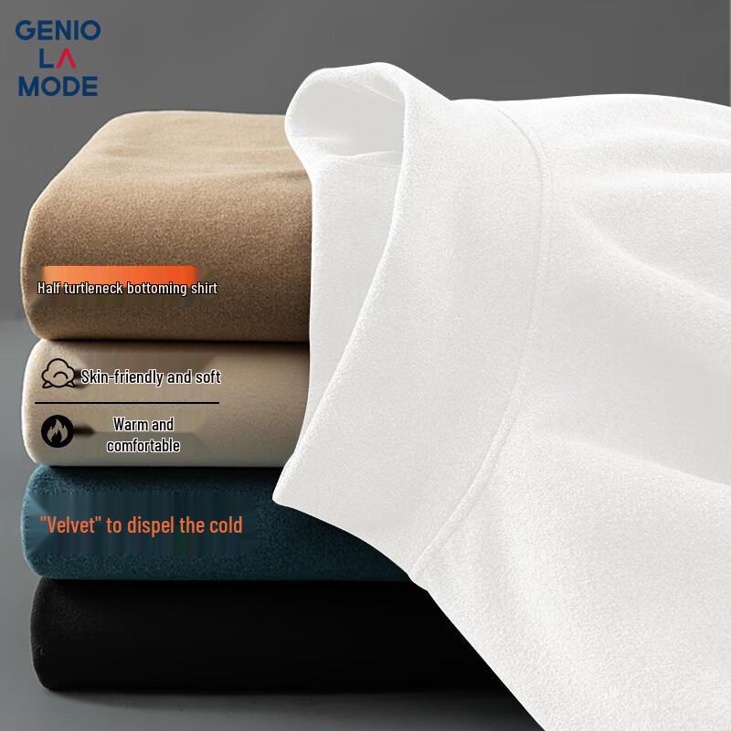 GENIOLAMODE Men s Fleece Lined Mock Neck Long Sleeve T-Shirt L