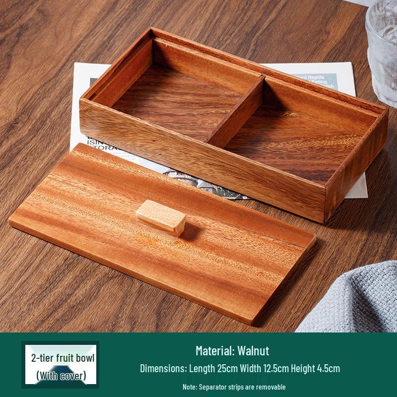 ZISIZ Walnut Wooden Snack Storage Box with Lid