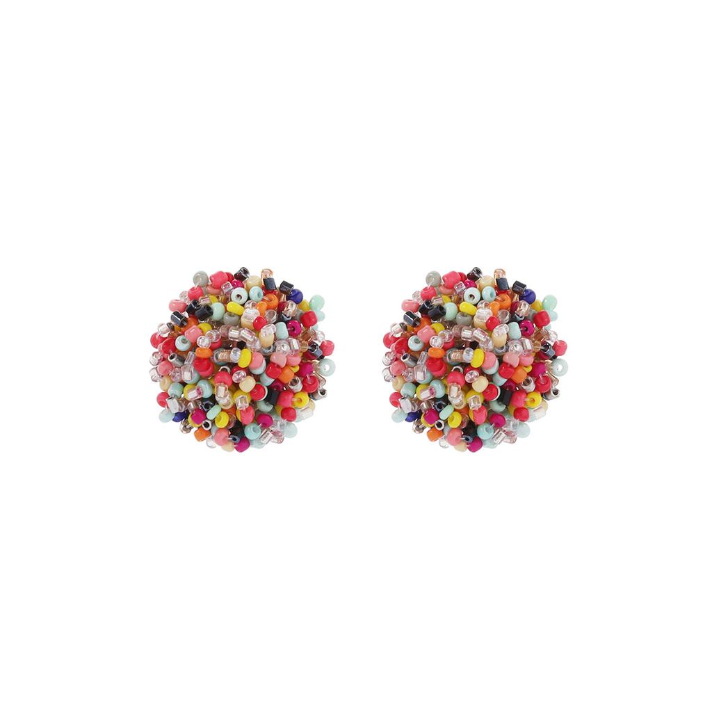 Summer Ethnic Style Bohemian Rice Bead Temperament Stud Earrings, Simple Niche Retro Handmade Earrings