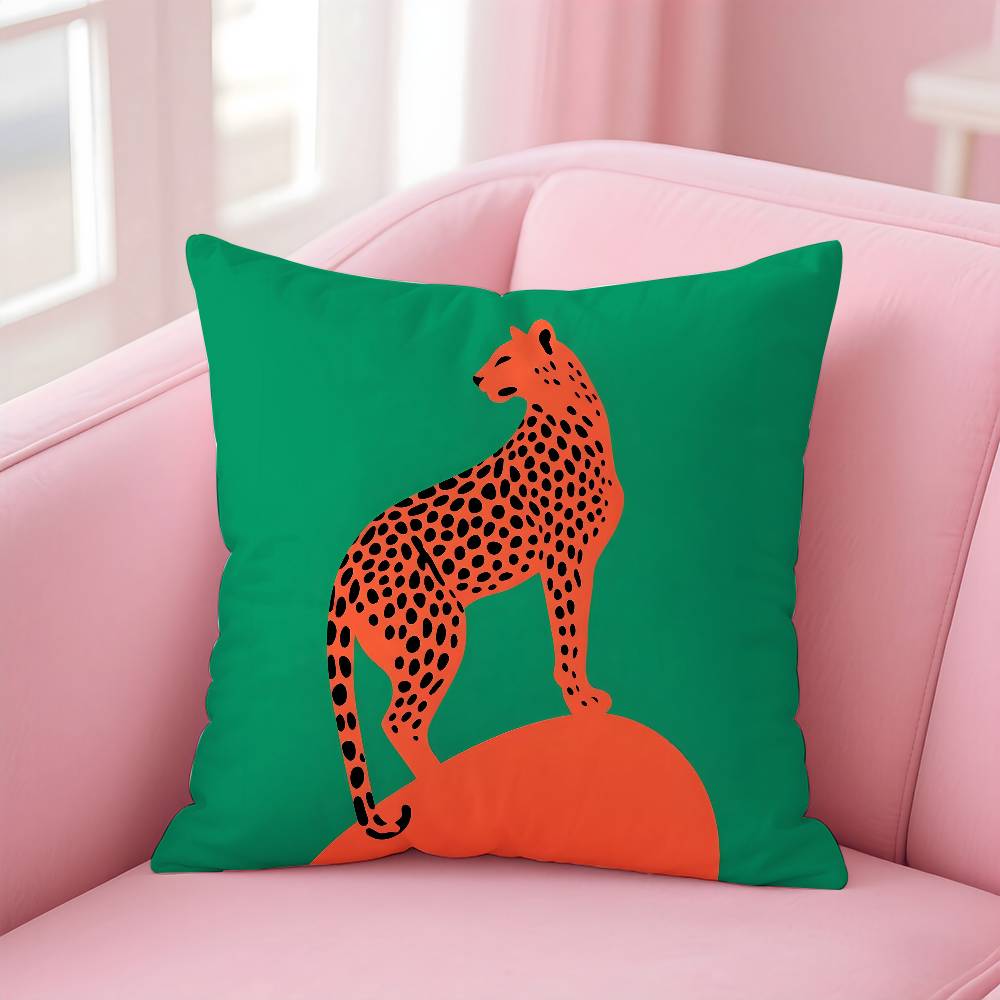 

Geometric Animal leopard pattern Pillow Case Anti-dustmite Pillowcase Invisible zipper silky short plush Sofa cushion cover 16x16Inch