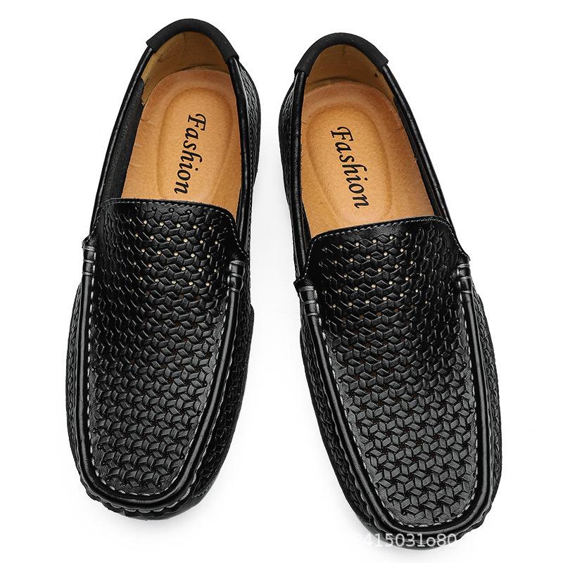 British Doudou shoes men's genuine leather soft-soled lazy shoes Korean version of trendy casual driving shoes men's punching popular leather shoes