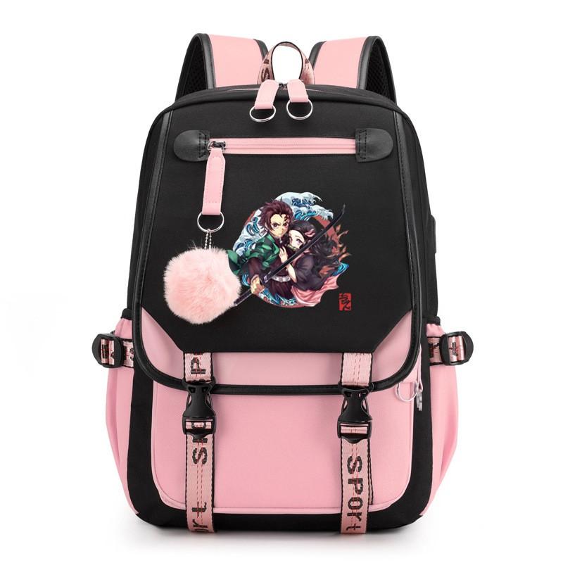Plecak Tematyczny Anime dla Nastolatków i Studentów Duża Pojemność Torba na Laptop z Portem USB Tkanina Oxford