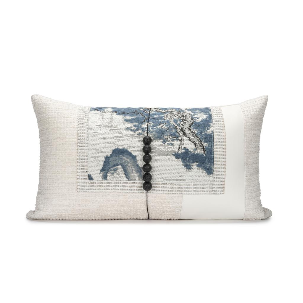 Modern Chinese Style Sofa Pillow Mountain Water Landscape Painting Lightweight Luxury Combination Home Stay Bed Head Cushion