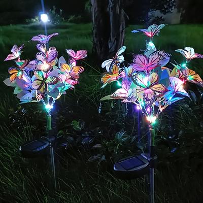 2/4pcs Solar Colored LED Butterfly Tree Ground Lights Outdoor Waterproof Villa Holiday Party Decoration Garden Lawn Landscape Lamp
