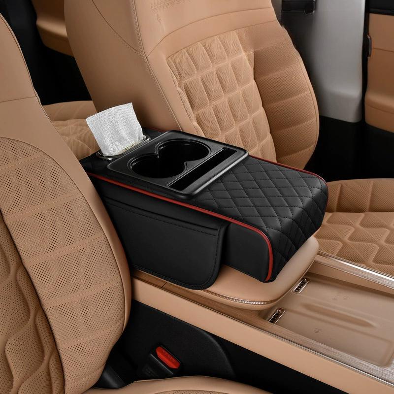 Auto Center Console Armrest Cushion With 2 Cup Holder Armrest Heightening Pad Auto Amrest Pillow Cover Pad for All Seasons