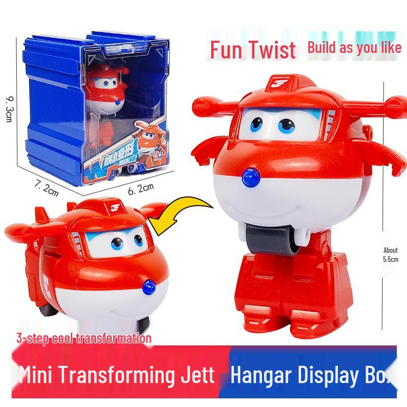 Super Wings 13-Piece Mini Transforming Robot Set: Jett, Big Strong, Jin, and Mighty Little Wing Toys