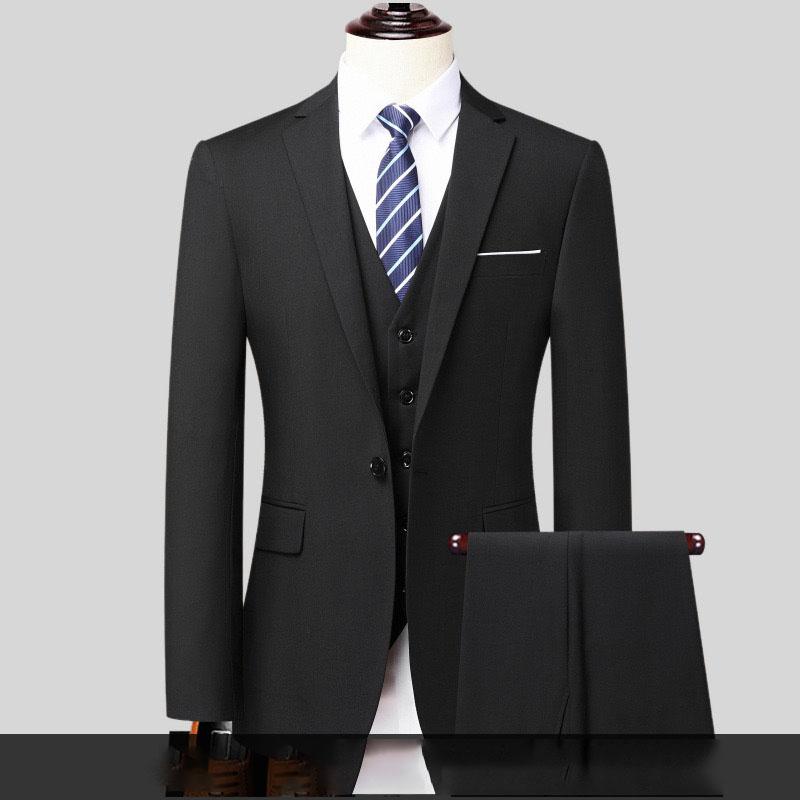 Pánský oblek se dvěma knoflíky (oblek + kalhoty) Pohledný Slim-fit Business Professional Work Formální dvoudílná sada XS-6XL