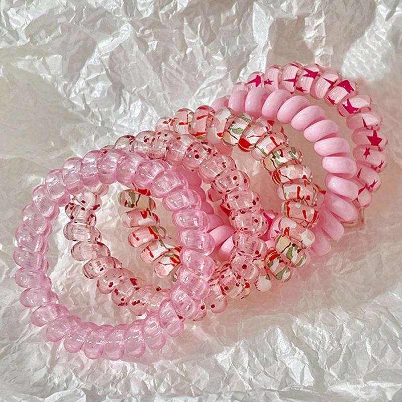 5pcs Blue Tone Ditsy Floral Elastic Hair Scrunchies For Women, Sweet & Cute, Versatile, Elegant, Minimalist, Suitable For Daily Wear, Casual