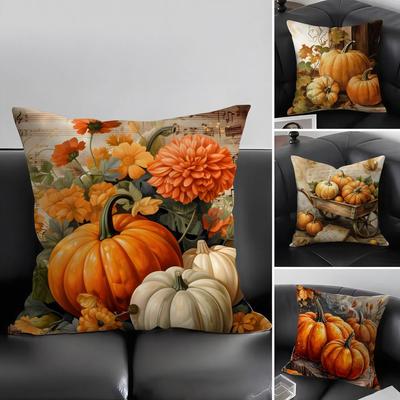 Pumpkin Hot Cushion Cover Pillowcase Ultra Soft Skin Friendly Fabric Cloud Like Comfort Concealed Zipper