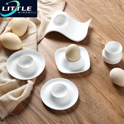 2pcs Ceramic Egg Cup Simple Breakfast  Holder Home  Stand  Rack  Kitchen Restaurant (White) Eggs  Gadgets  Cooking Accessories