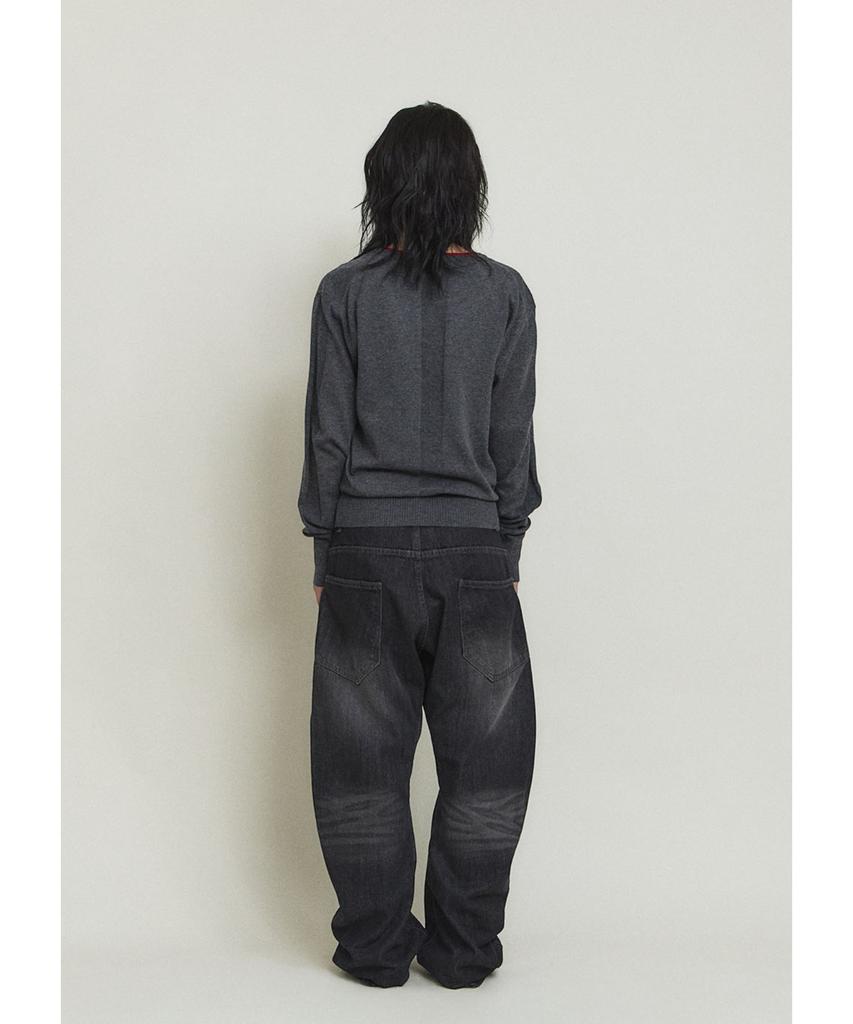 PARADIGMFILM [Ep.01] Reverse V-Neck Layered Knit (Charcoal Red)
