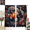 Japanese Wave Curtain Fantasy Anime Koi Fish Black Background Oriental Japanese Sea Wave Flower Art Pole Pocket Blackout Curtain