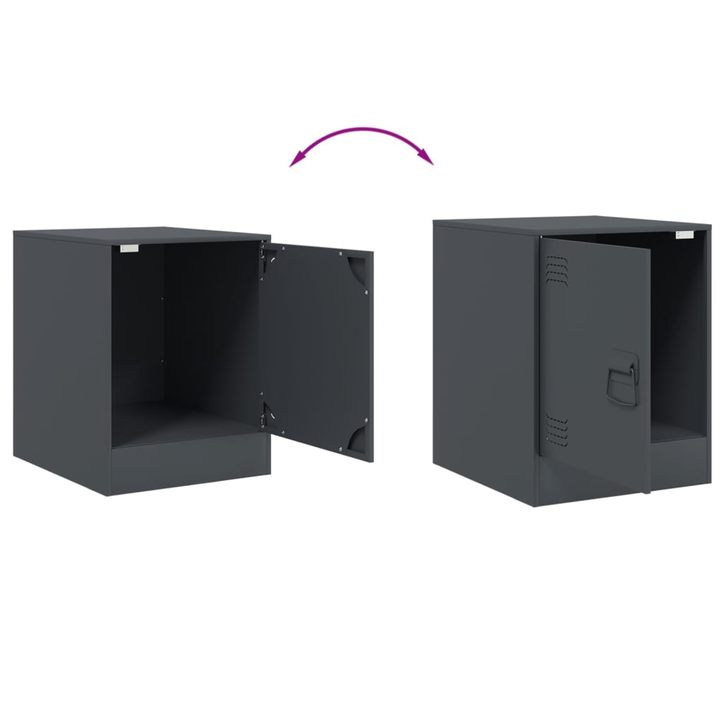 Nightstands 2 Pcs Anthracite 34.5 X 39 X 44 Cm Steel