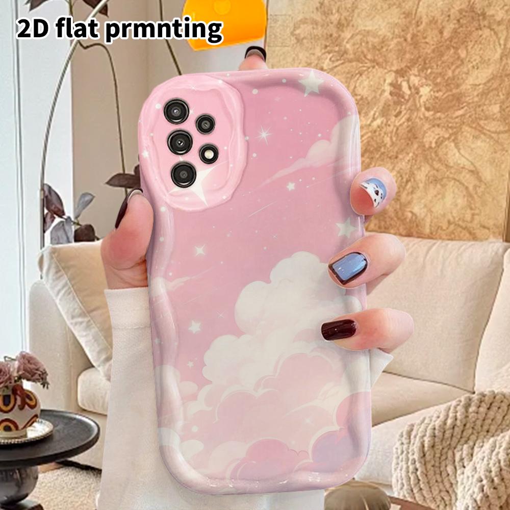 Phone Case: 2D Flat Samsung Galaxy A34 A35 M05 M06 S20 S22 S21 FE Plus 5G Protective Case, Couples Style, Pink Starry Cloud, Christmas and Halloween G
