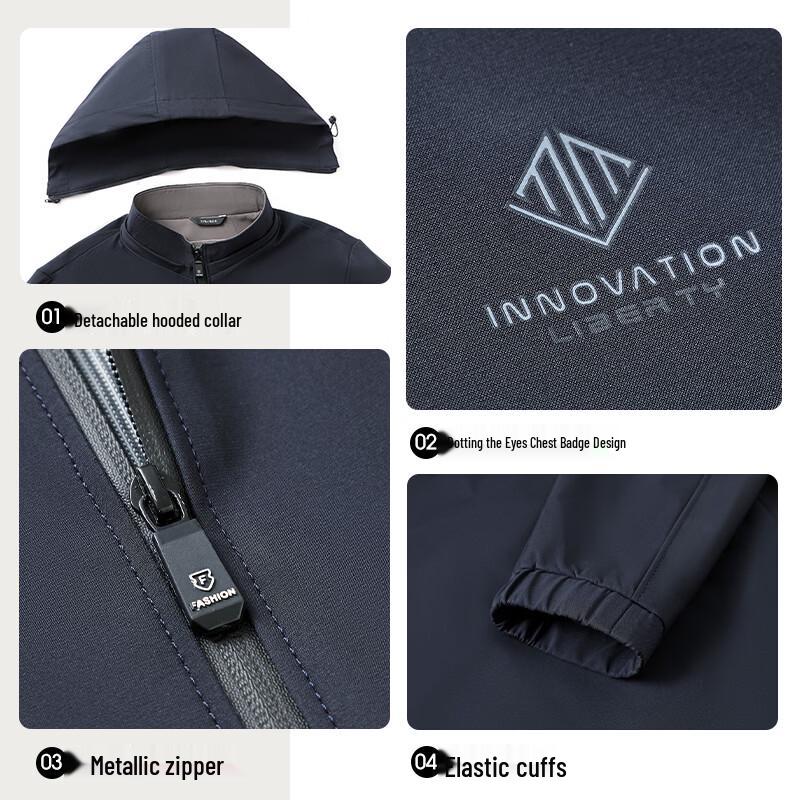 SHANSHAN Men's Detachable Hooded Business Casual Jacket