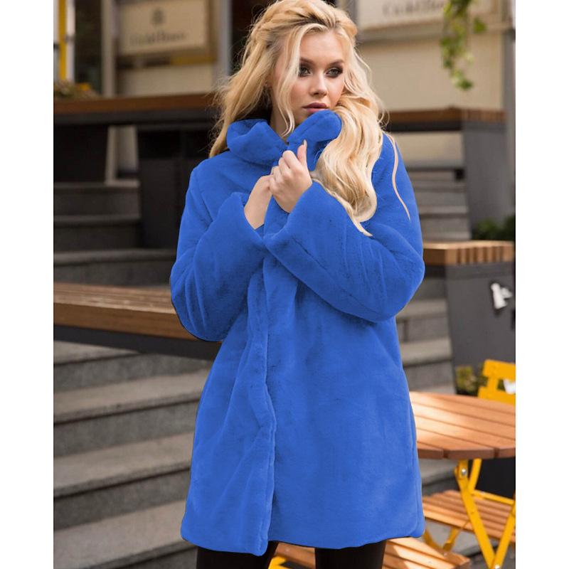 Women's Mid-Length Loose Rabbit Fur Coat - European & American Style