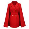 Women's  And Winter Long Sleeve Solid Color Double Breasted Shawl Small Coat Suit Top
