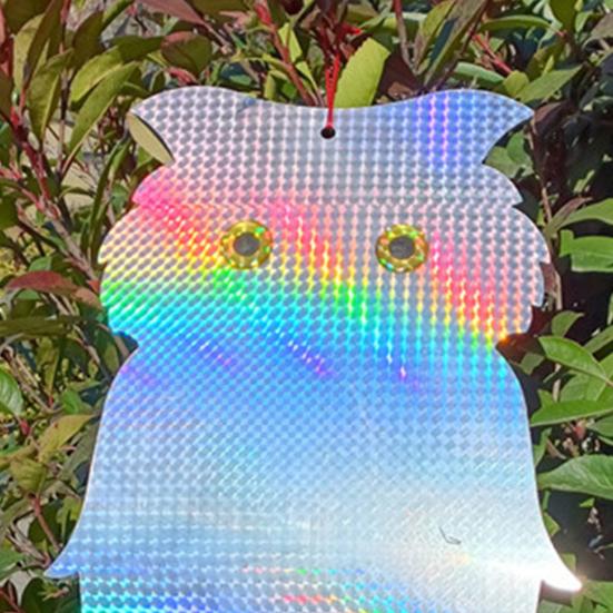 Bird Repellent Owl Reflector Double-sided Bird Scare Reflective Owl with Bells Outdoor Garden Yard Farm Hanging Bird Deterrent Device Decoration