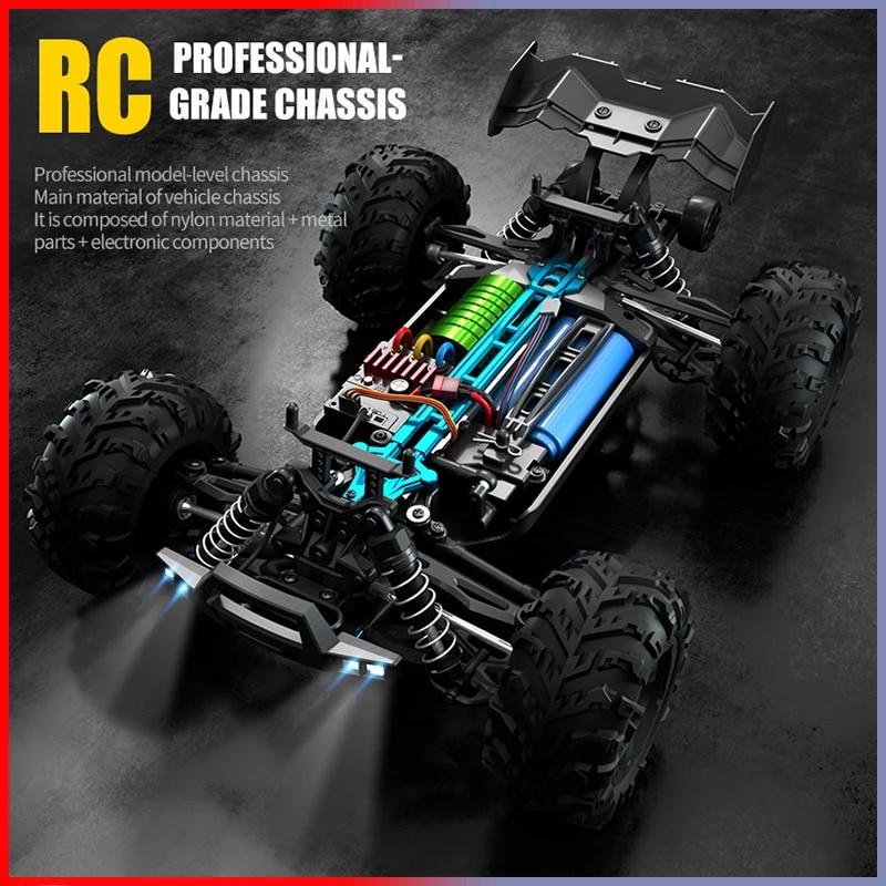 New Rc Car Off Road 4x4 High Speed 75KM/H Remote Control Car with LED Headlight Brushless 4WD 1/16 Monster Truck Toys for Boys Gift