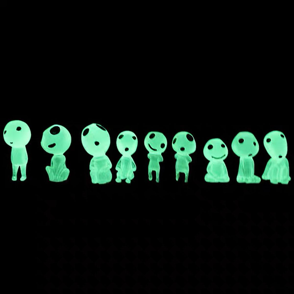 

10Pcs Luminous Elves Mini Figures Fish Tank Decor Kodama Glow in The Dark Figures Garden Micro Flower Potted Landscape Ornament