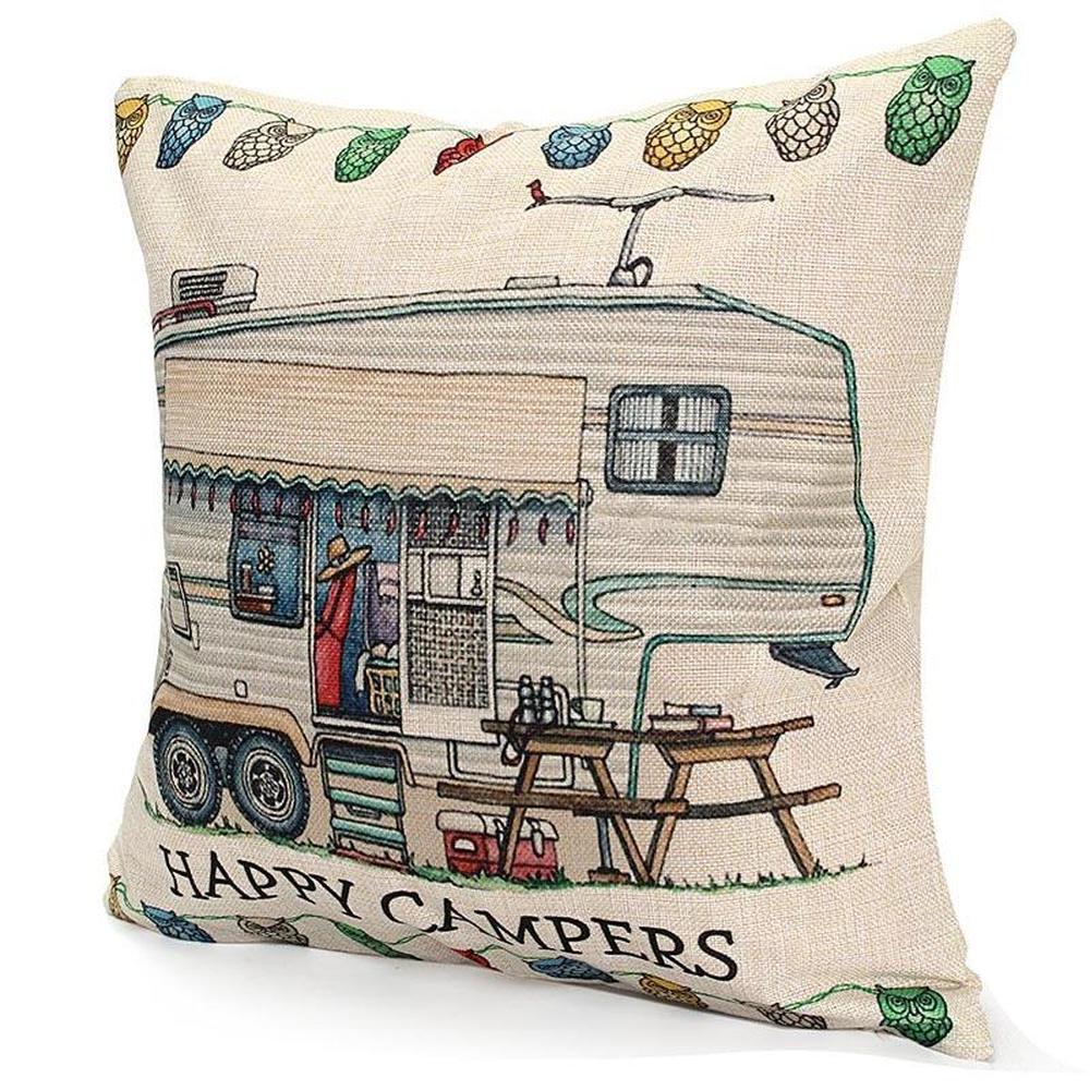 Potahy na polštář Happy Campers Pouzdro na polštář Camper Povlak na polštář do auta