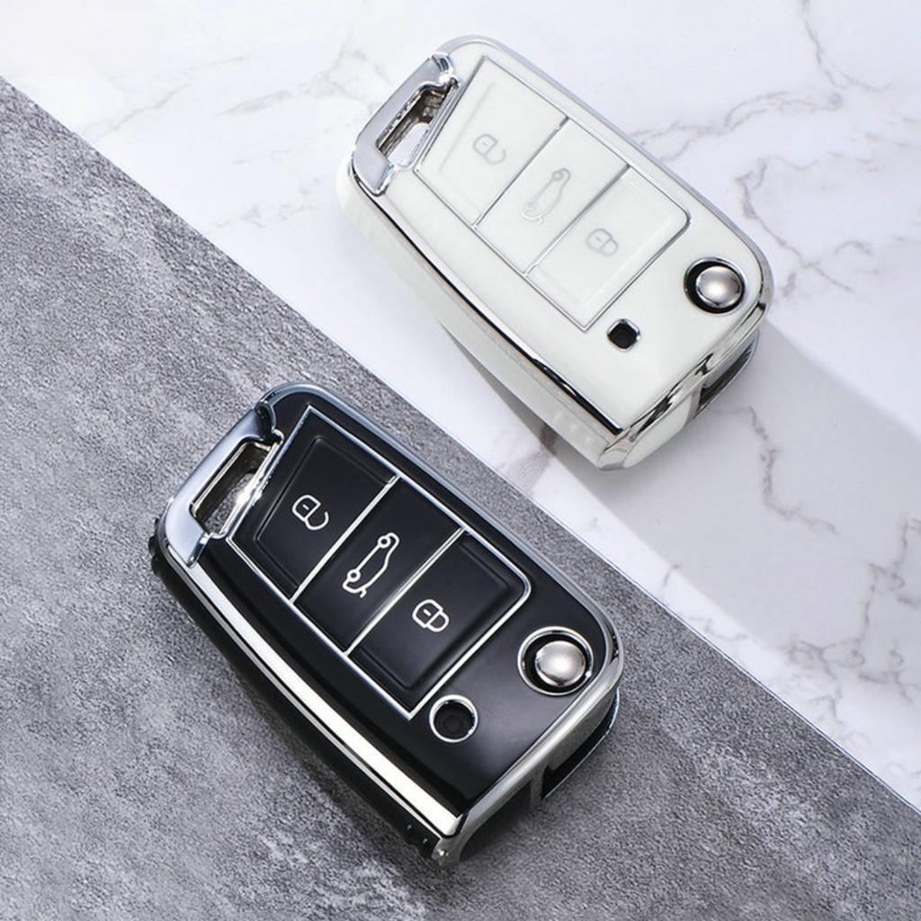 Car TPU Key Case Cover For VW Volkswagen Golf 7 MK7 Tiguan MK2 T-roc T-cross Skoda Octavia Kodiaq Karoq Seat Ateca Leon Fob
