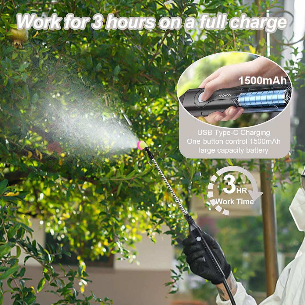 5L Electric Backpack Sprayer Garden Water Sprayer Shoulder Pesticide Sprayer 1500mAh Battery Lawn Sprinkler for Planter Watering