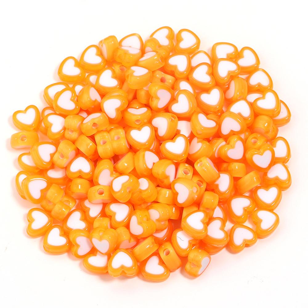 100pcs/lot 8mm Colored Acrylic Beads White Heart Shaped Spacer Beads For DIY Exquisite Bracelet Earrings Gift Supplies Wholesale
