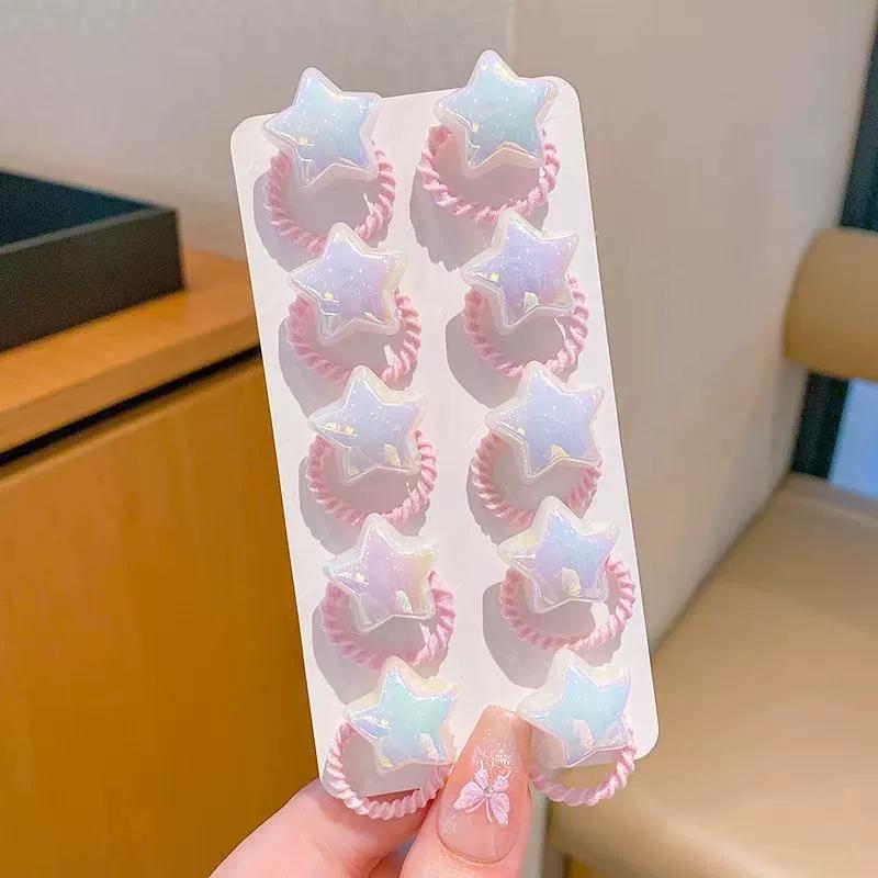 10 шт. Милые детские резинки для волос для девочек, мультяшные, с сердечками и звездами, эластичные, резинки для волос для малышей, детские резинки для волос, головные уборы, корейские