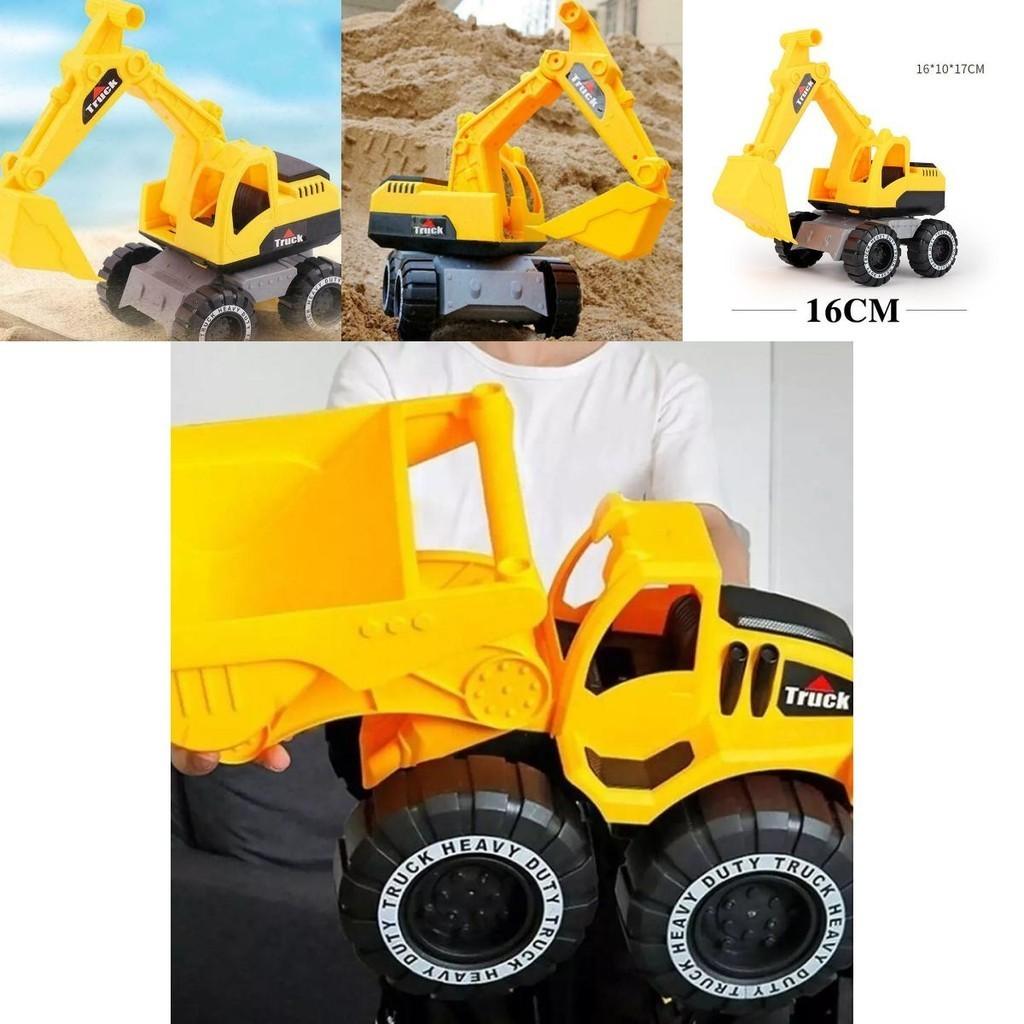 Bright Yellow Engineering Construction Truck Excavator Digger Vehicle Car Toy For Kids