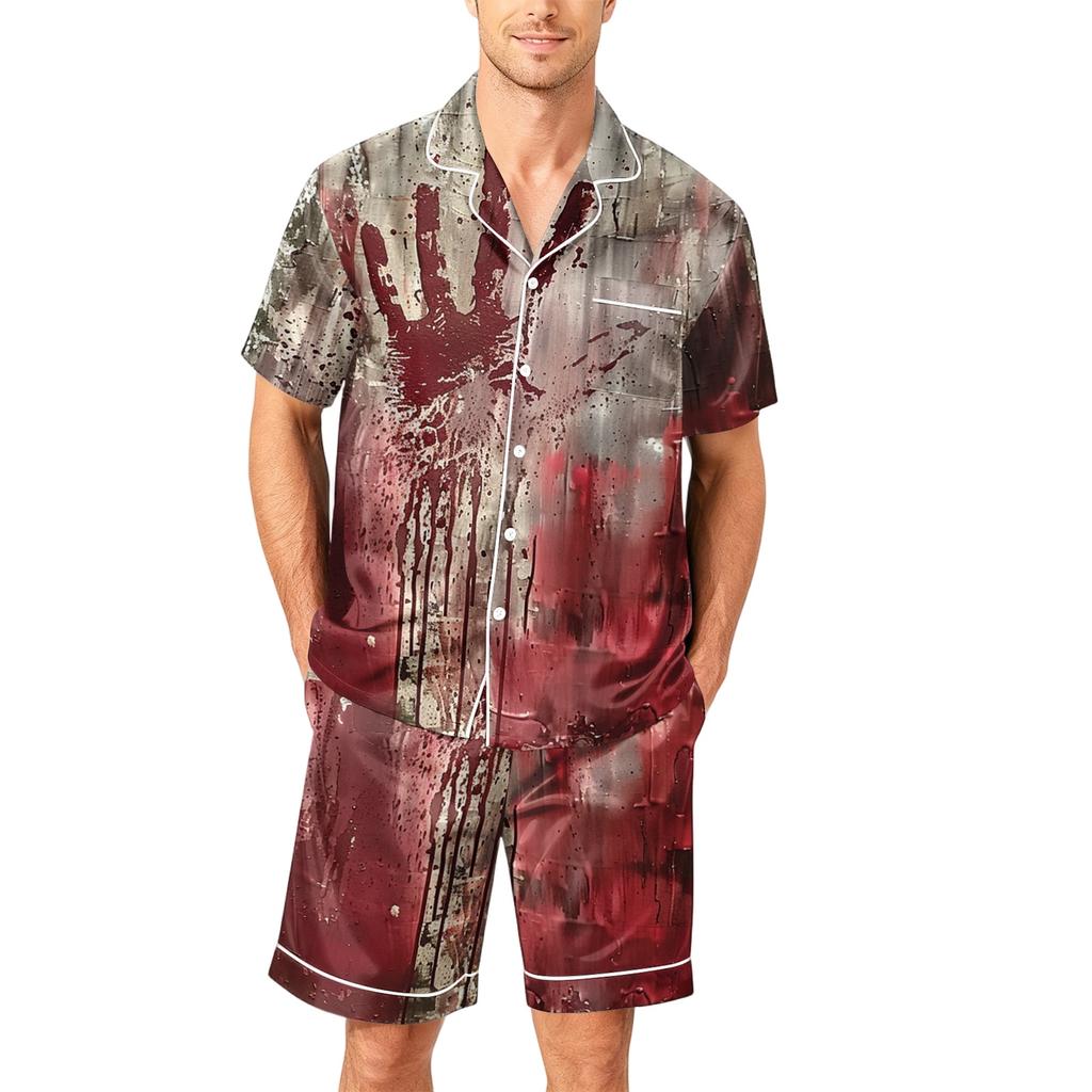 Men's Short Sleeve Pajama Set Button Down Shirt and Shorts Soft Lightweight Casual Sleepwear S To XXXXL Comfortable Fit