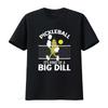 Funny Cartoon Pickle Pickleball Big Dill Print Casual T Shirt Vintage Washed Top For Everyday Wear Versatile Graphic Slightly
