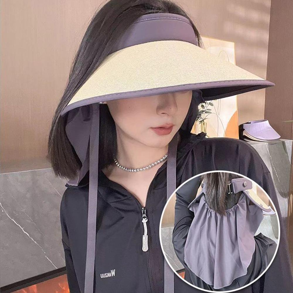 

With A Shawl Empty Top Hat Summer Straw Hat New Sunshade Cap Outdoor