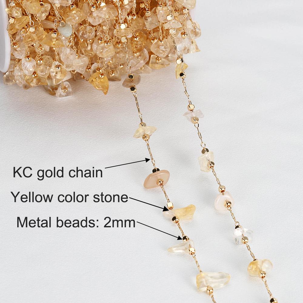 0.5M 1M Colorful Irregular Stone Necklace Chain Imitatied Pearl Copper Chains for DIY Holiday Necklace Jewelry Making Wholesale