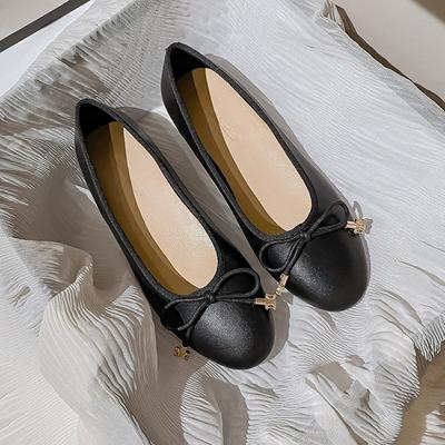 Baletki Buty Damskie Klasyczne Mokasyny Skóra naturalna Modny Design Kokarda Dziewczęce Biurowe Damskie Obuwie codzienne Dla Kobiet