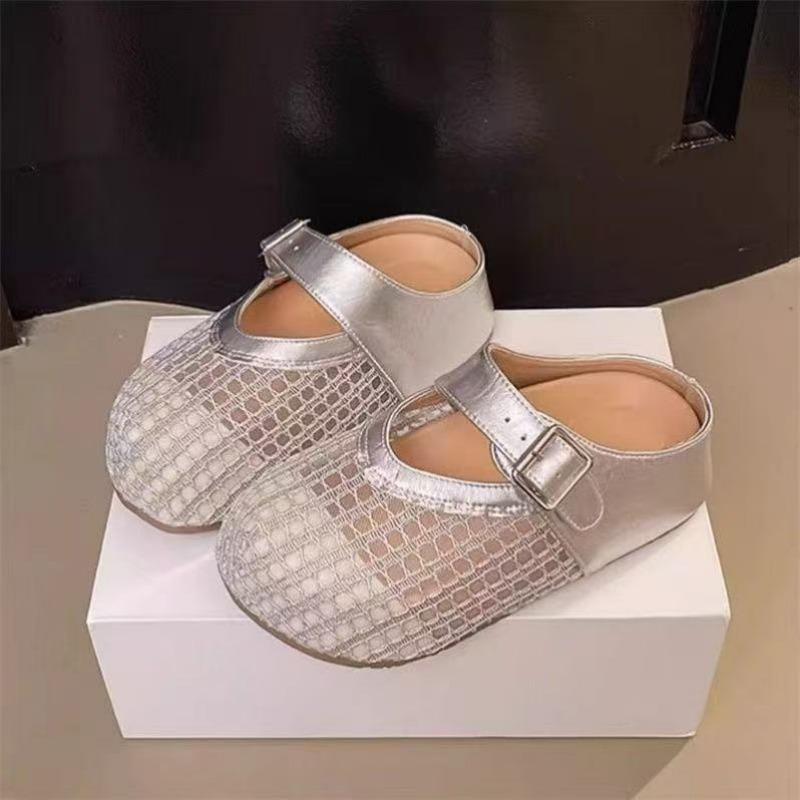 

Silver bag head half slippers women s summer wear new high-end sandals one pedal fishing net breathable single shoes 35 серебряный
