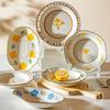Light Luxury Flowers Ceramic Plates High End Restaurant Salad Dessert Plate Delicious Dishes Dining Plates Unique Home Tableware