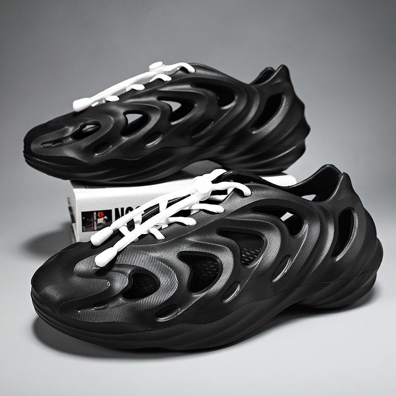 Special-shaped Coconut Beach Hole Shoes EVA Step On Shit Feeling Thick-soled Beach Shoes Summer Breathable Hollow Elastic Sandals