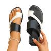Large size set of toes with flat bottom cool slippers round head outer wear color matching beach women's shoes