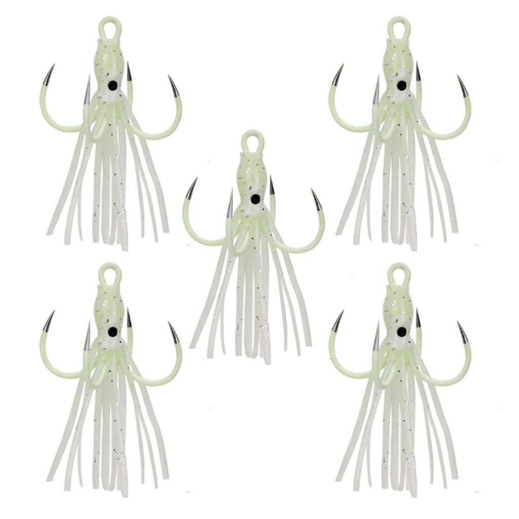5pcs Trolling Lures Fishing Wobbler Artificial Baits Glow Jig Squid Skirt Baits Fishing Tackle Crankbait Lure