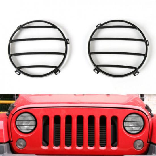 Front Headlights Protector Guards Cover Trim Metal For Jeep Wrangler JK 07-2017