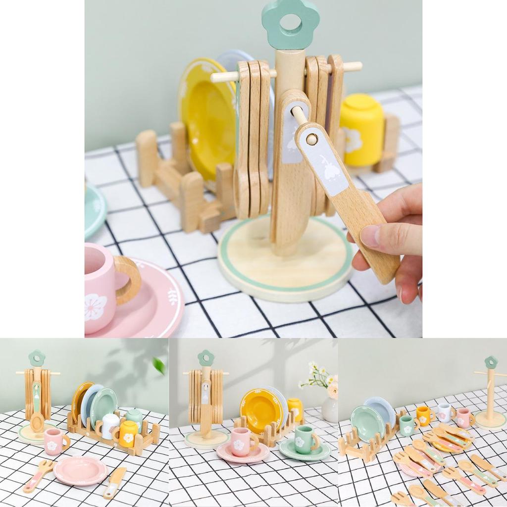 Colorful Wooden Play Kitchen Toy Set For Kids Interactive Pretend Play Gift Box