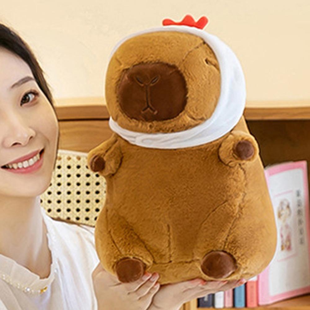 Cos Chick Capybara Plush Doll Red Cotton Coat Capybara Fluffty Doll Capybara Plush Toy  Kid Toy
