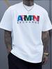 Manfinity Homme Unisex's Summer Letter Printed Round Neck Short Sleeve Casual T-Shirt