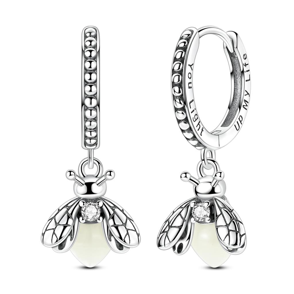 Woman Earring 925 Silver Original Eardrop Hoop Earring Sunflower Bee Bow Fashion Jewelry