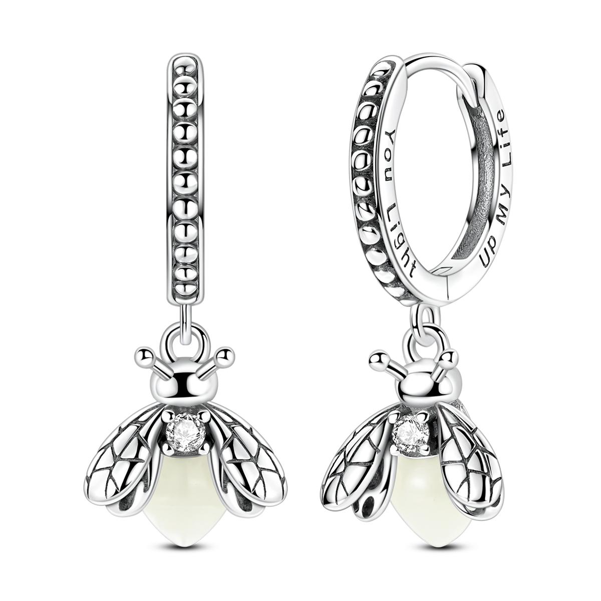 925 Silver Woman Earring Feather Firefly Pendant Earring Anniversary Wedding Female Jewelry