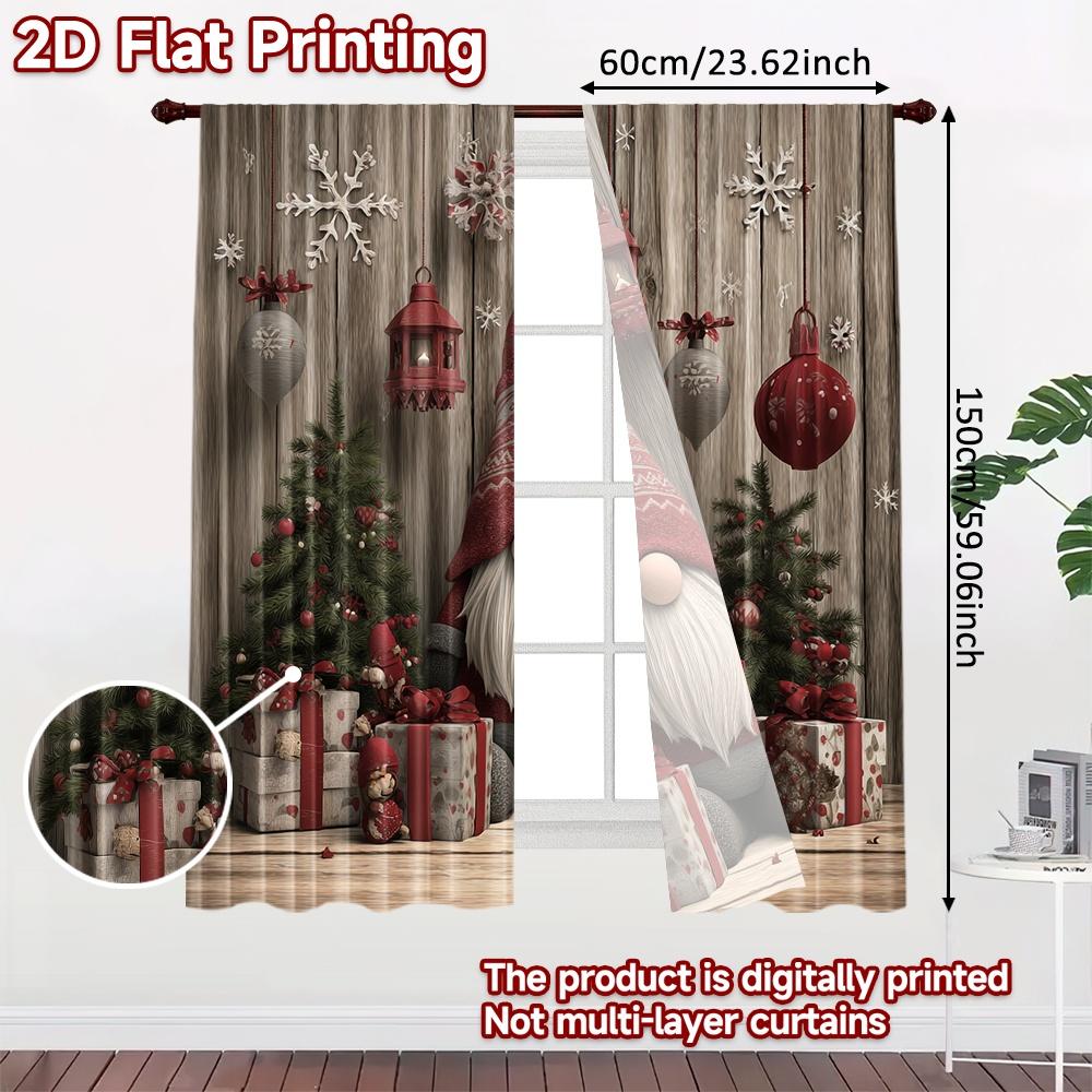 2pcs, 2D FLAT PRINTING Curtains (Without Rod) FestiveGnomeScene Halloween Festival Fashion Curtains Fabric Curtains Decorations