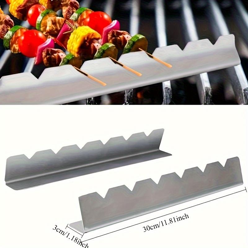 Multifunctional Stainless Steel Kebab Rack Barbecue Skewer Stand Warpresistant Kitchen EssentialSuitable Cooking Outdoor Use Cam
