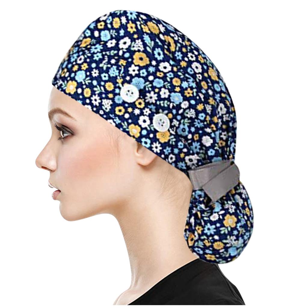 Buy (H20)Scrub Cap With Buttons Bouffant Hat With Sweatband for Womens