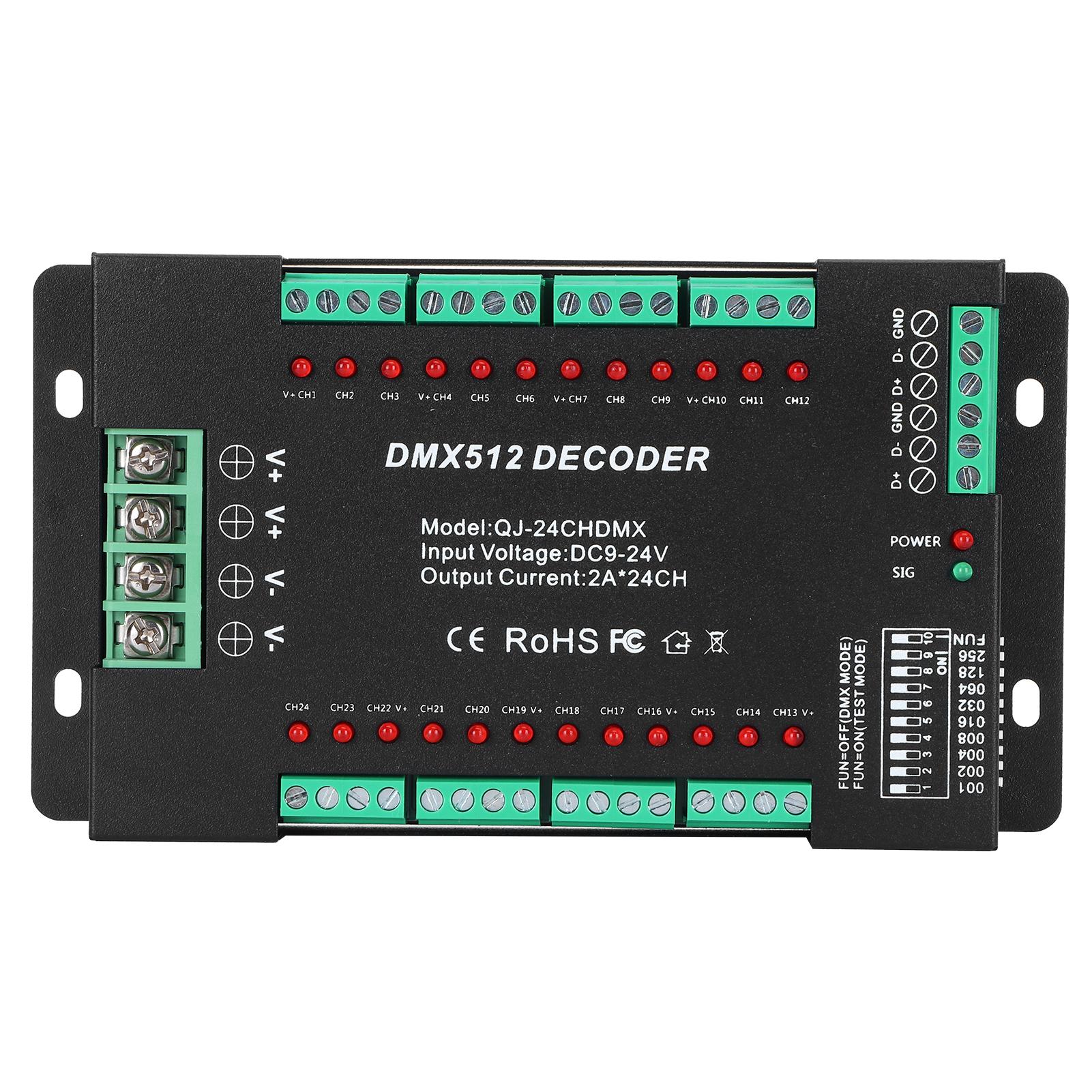 

24 Channel DMX512 Decoding Controller LED Color RGB Strip Lights Controller with DIP